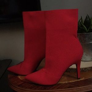 Red high heel sock boots!